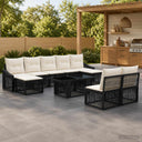 vidaXL Tuinbank Set 10 st Zwart en Crème Wit poly rattan