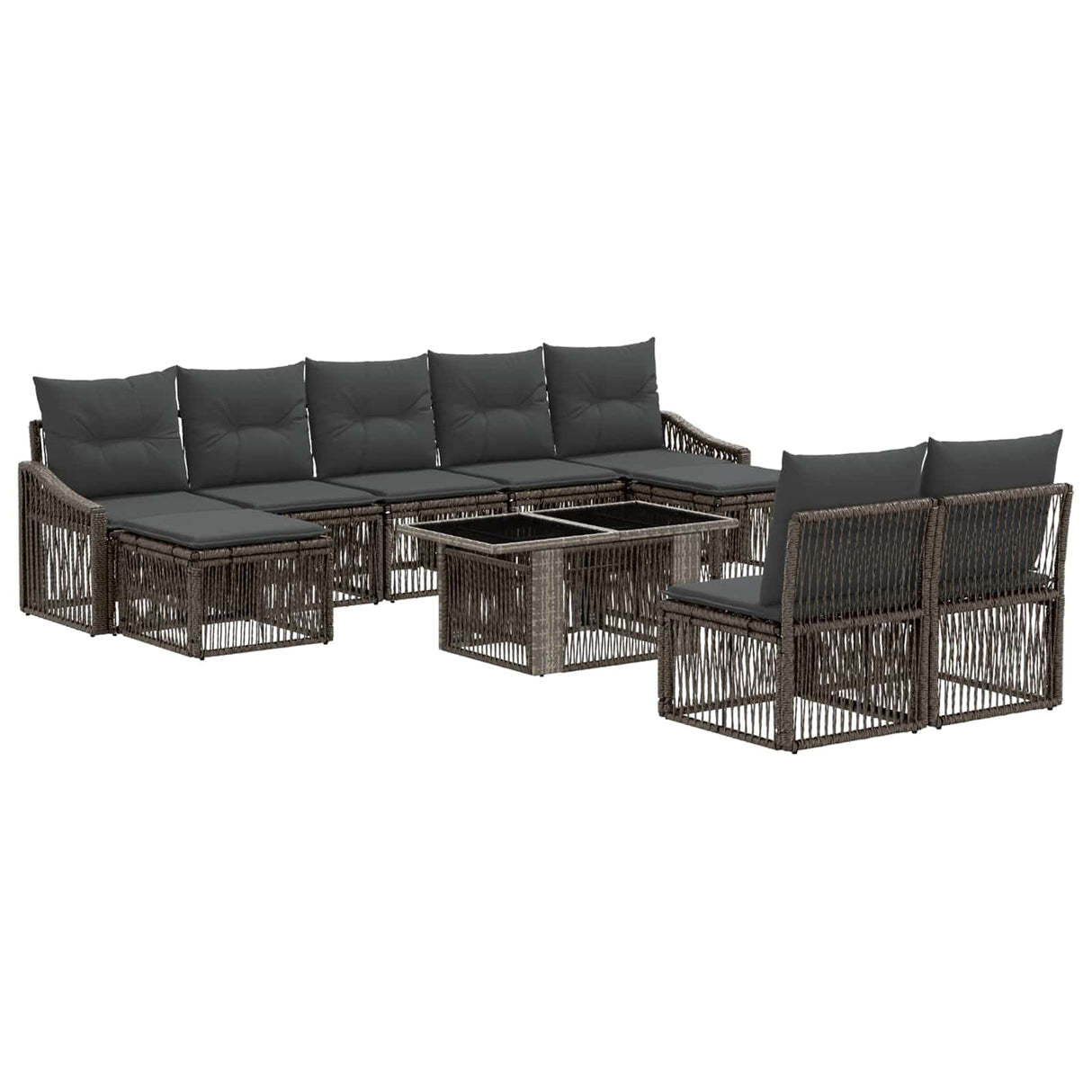 vidaXL Tuinbank Set 10 st Zwart en Crème Wit poly rattan