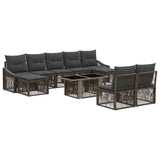 vidaXL Tuinbank Set 10 st Zwart en Crème Wit poly rattan
