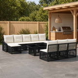 vidaXL Garden Sofa Set 11 Pieces Black and Cream White Poly Rattan