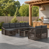 vidaXL Tuinbank Set 10 st Zwart en Crème Wit poly rattan