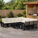 vidaXL Garden Sofa Set 12 pcs Black and Cream White poly rattan