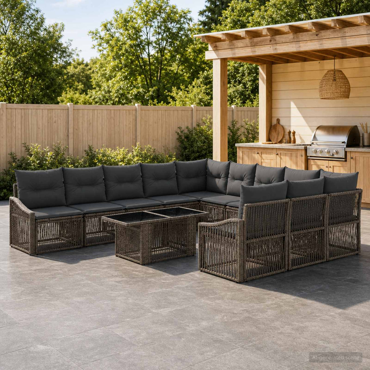 vidaXL Garden Sofa Set 12 pcs Black and Cream White poly rattan
