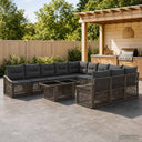 vidaXL Garden Sofa Set 12 pcs Black and Cream White poly rattan