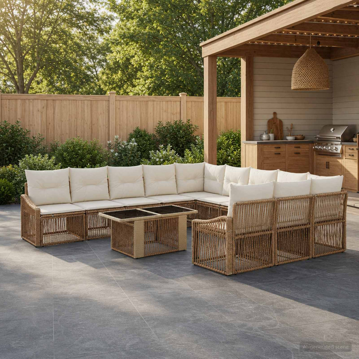vidaXL Garden Sofa Set 12 pcs Black and Cream White poly rattan
