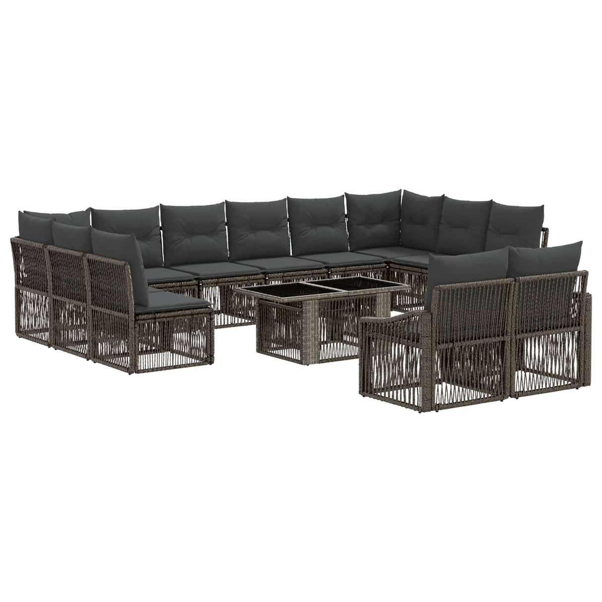 vidaXL Tuinbank Set 13 st Zwart en Crème Wit poly rattan
