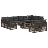 vidaXL Tuinbank Set 13 st Zwart en Crème Wit poly rattan