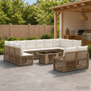 vidaXL Tuinbank Set 13 st Zwart en Crème Wit poly rattan