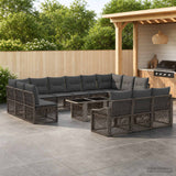vidaXL Tuinbank Set 14 st Zwart en Crème Wit poly rattan