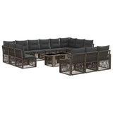 vidaXL Tuinbank Set 14 st Zwart en Crème Wit poly rattan