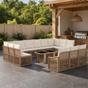 vidaXL Tuinbank Set 14 st Zwart en Crème Wit poly rattan