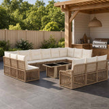 vidaXL Tuinbank Set 14 st Zwart en Crème Wit poly rattan