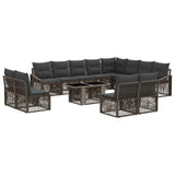 vidaXL Tuinbank Set 13 st Zwart en Crème Wit poly rattan