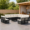 vidaXL Tuinbank Set 14 st Zwart en Crème Wit poly rattan