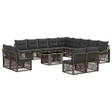 vidaXL Tuinbank Set 14 st Zwart en Crème Wit poly rattan