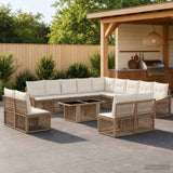vidaXL Tuinbank Set 14 st Zwart en Crème Wit poly rattan