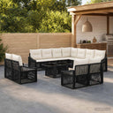 vidaXL Tuinbank Set 12 st Zwart en Crème Wit poly rattan