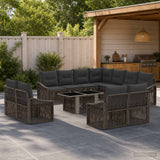 vidaXL Tuinbank Set 12 st Zwart en Crème Wit poly rattan