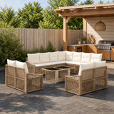 vidaXL Tuinbank Set 12 st Zwart en Crème Wit poly rattan
