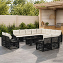 vidaXL Garden Sofa Set 13 pcs Black and Cream White Poly Rattan