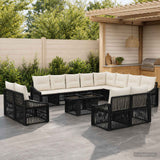 vidaXL Garden Sofa Set 13 pcs Black and Cream White Poly Rattan