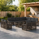 vidaXL Garden Sofa Set 13 pcs Black and Cream White Poly Rattan
