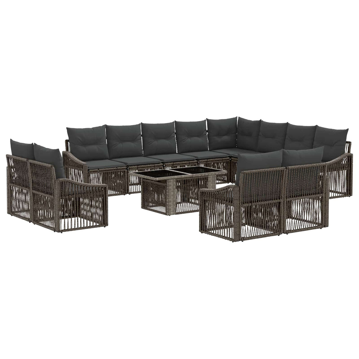 vidaXL Garden Sofa Set 13 pcs Black and Cream White Poly Rattan