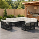 vidaXL Tuinbank Set 14 st Zwart en Crème Wit poly rattan