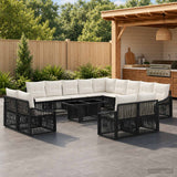 vidaXL Tuinbank Set 14 st Zwart en Crème Wit poly rattan