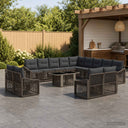 vidaXL Tuinbank Set 14 st Zwart en Crème Wit poly rattan