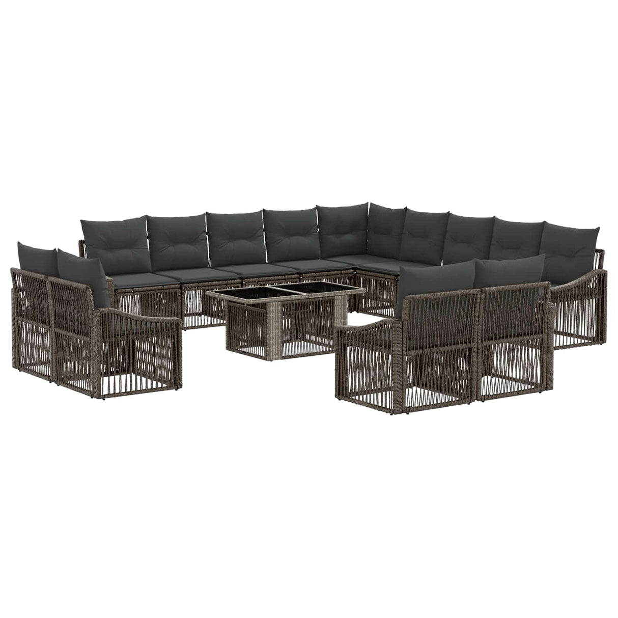 vidaXL Tuinbank Set 14 st Zwart en Crème Wit poly rattan