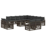 vidaXL Tuinbank Set 14 st Zwart en Crème Wit poly rattan