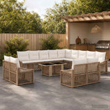 vidaXL Tuinbank Set 14 st Zwart en Crème Wit poly rattan