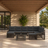 vidaXL Garden Lounge Set 10 Pieces Black and Cream White Poly Rattan
