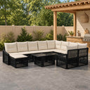 vidaXL Tuinbank Set 11 st Zwart en Crème Wit poly rattan