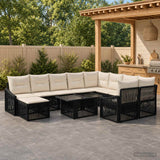 vidaXL Tuinbank Set 11 st Zwart en Crème Wit poly rattan
