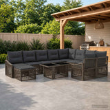 vidaXL Tuinbank Set 11 st Zwart en Crème Wit poly rattan