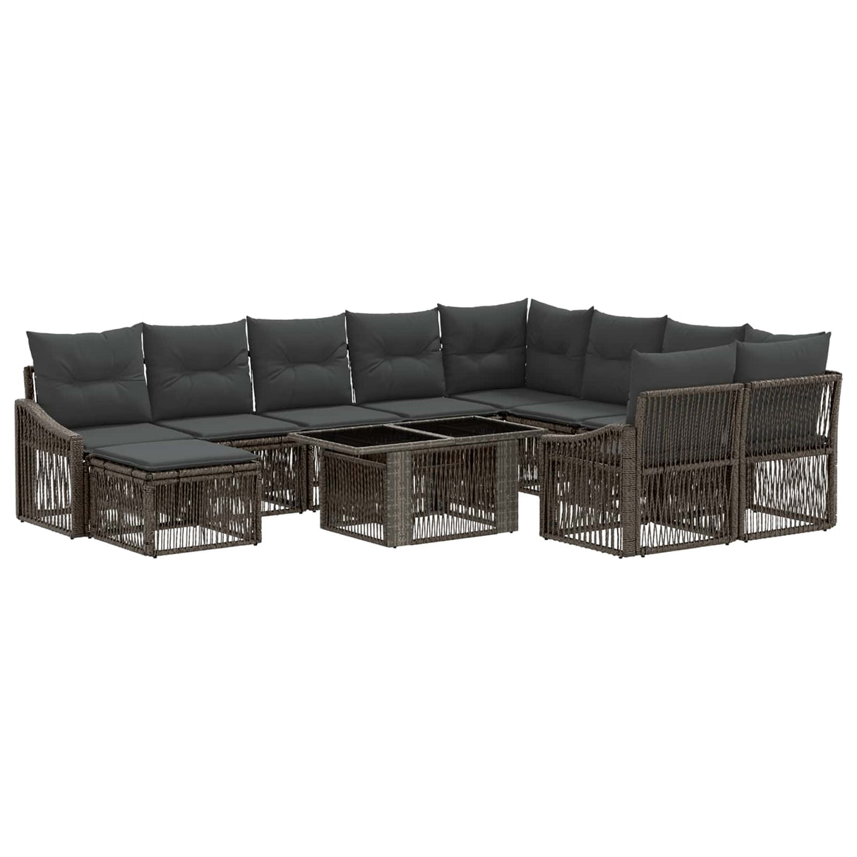 vidaXL Tuinbank Set 11 st Zwart en Crème Wit poly rattan
