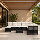 vidaXL Tuinbank Set 12 st Zwart en Crème Wit poly rattan