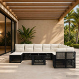 vidaXL Tuinbank Set 12 st Zwart en Crème Wit poly rattan