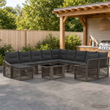 vidaXL Tuinbank Set 12 st Zwart en Crème Wit poly rattan