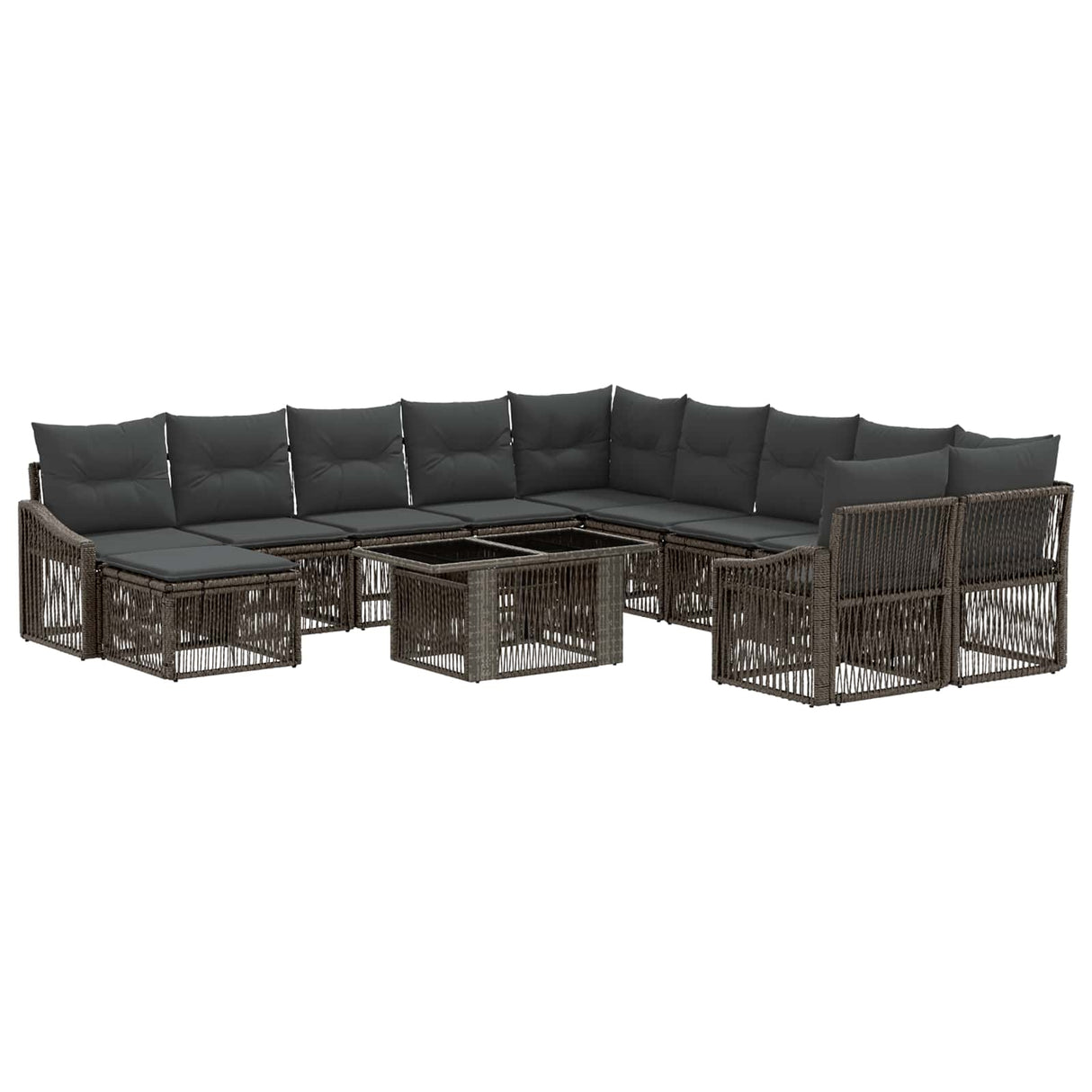 vidaXL Tuinbank Set 12 st Zwart en Crème Wit poly rattan