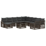 vidaXL Tuinbank Set 12 st Zwart en Crème Wit poly rattan