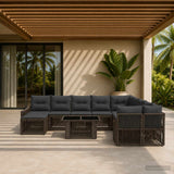 vidaXL Tuinbank Set 12 st Zwart en Crème Wit poly rattan