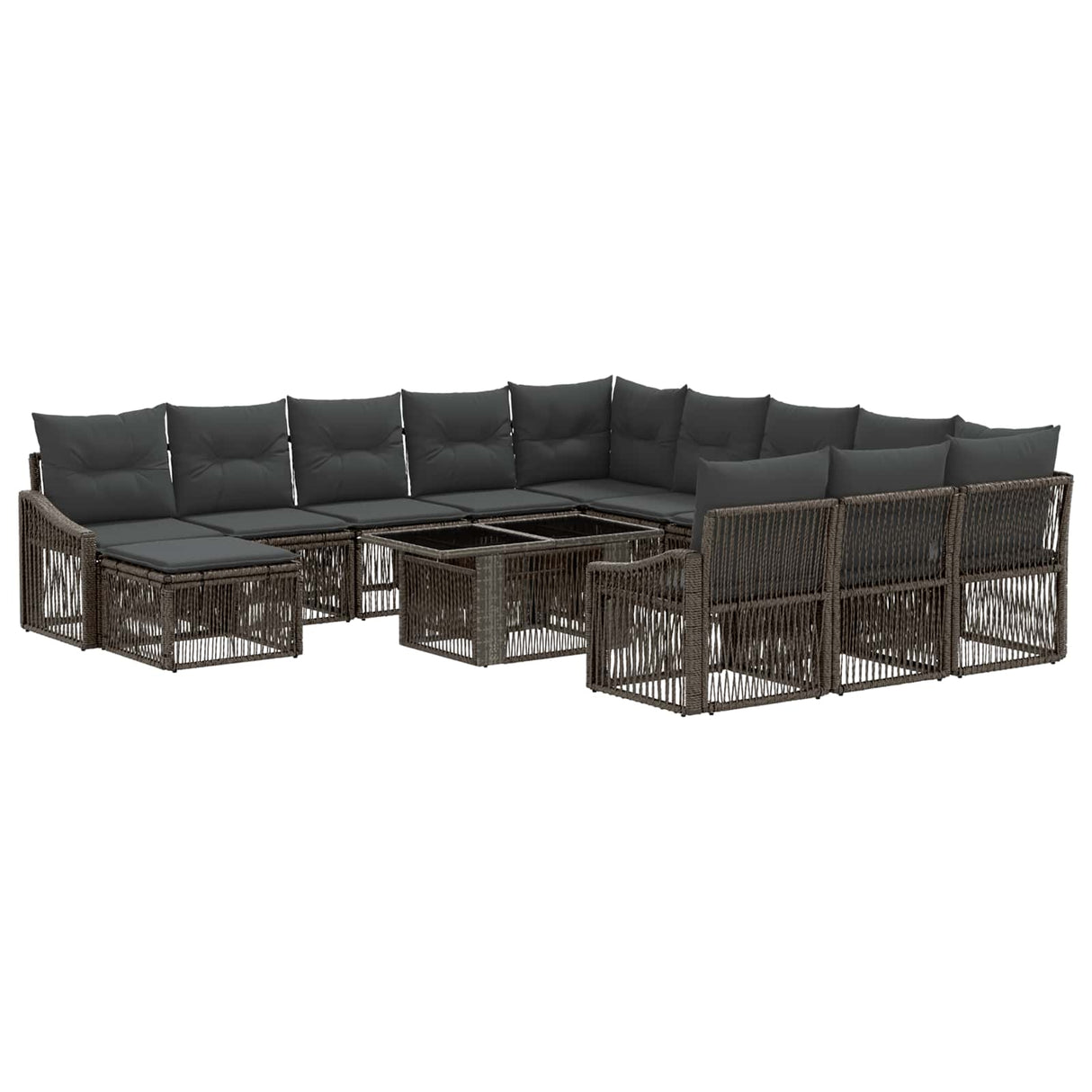 vidaXL Garden Sofa Set 13 pcs Black and Cream White Poly Rattan