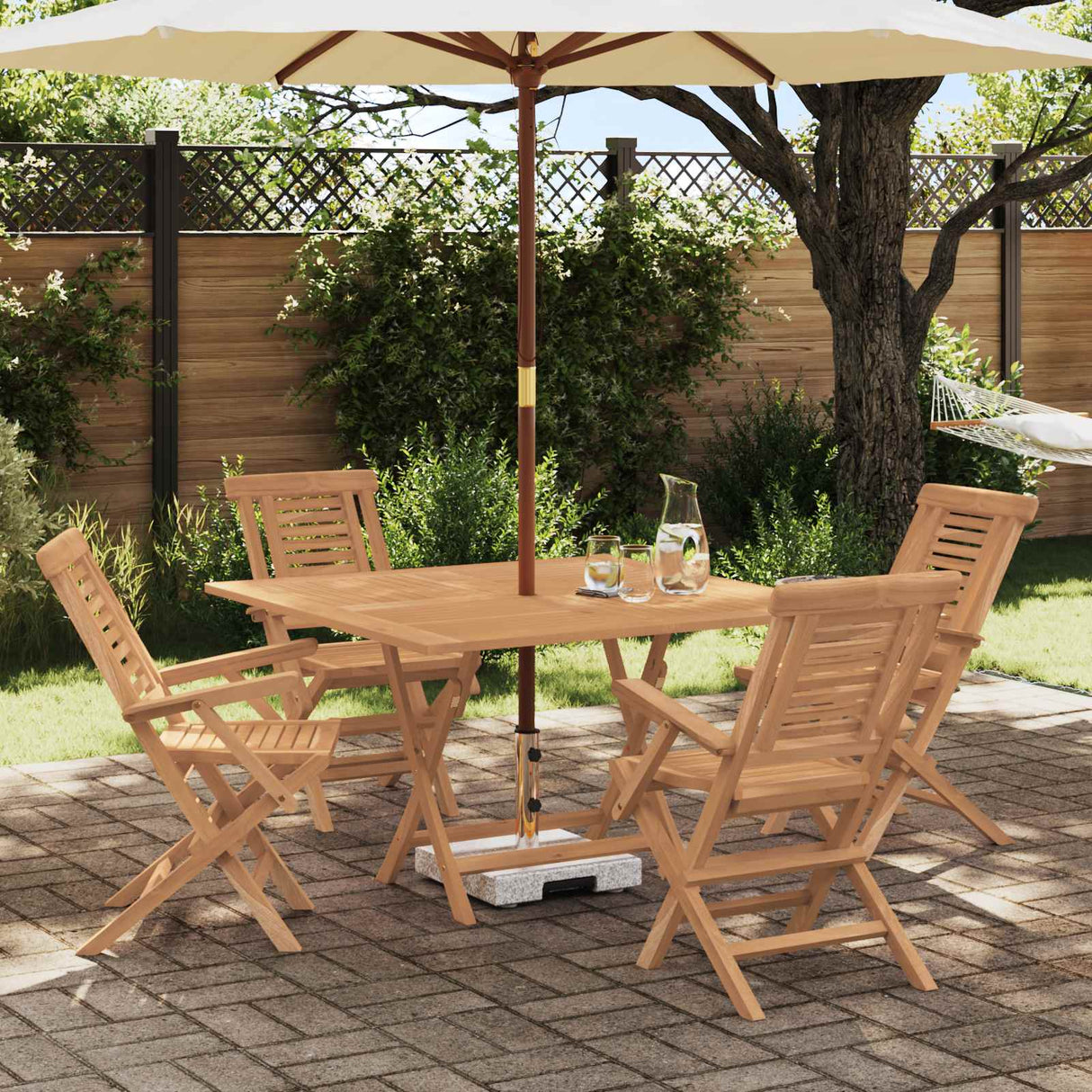 vidaXL 5-piece Garden Dining Set Brown Solid Teak Wood