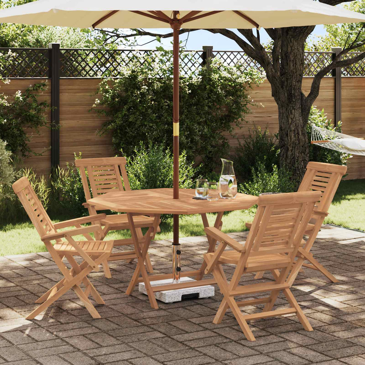 vidaXL 5-piece Garden Dining Set Brown Solid Teak Wood