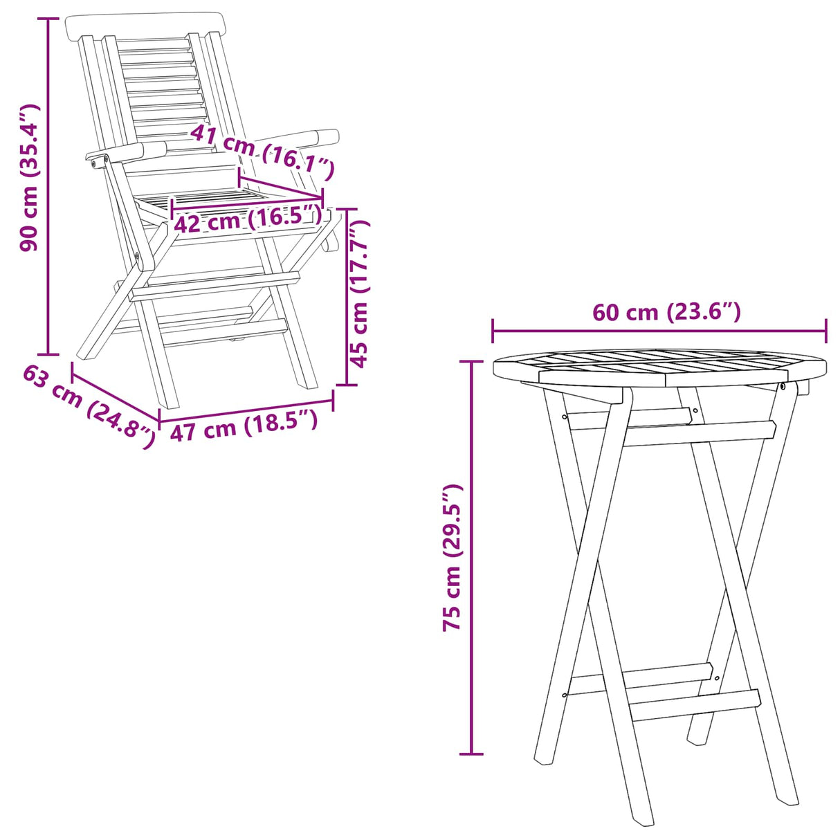 vidaXL 3-Piece Garden Dining Set Brown Solid Teak Wood