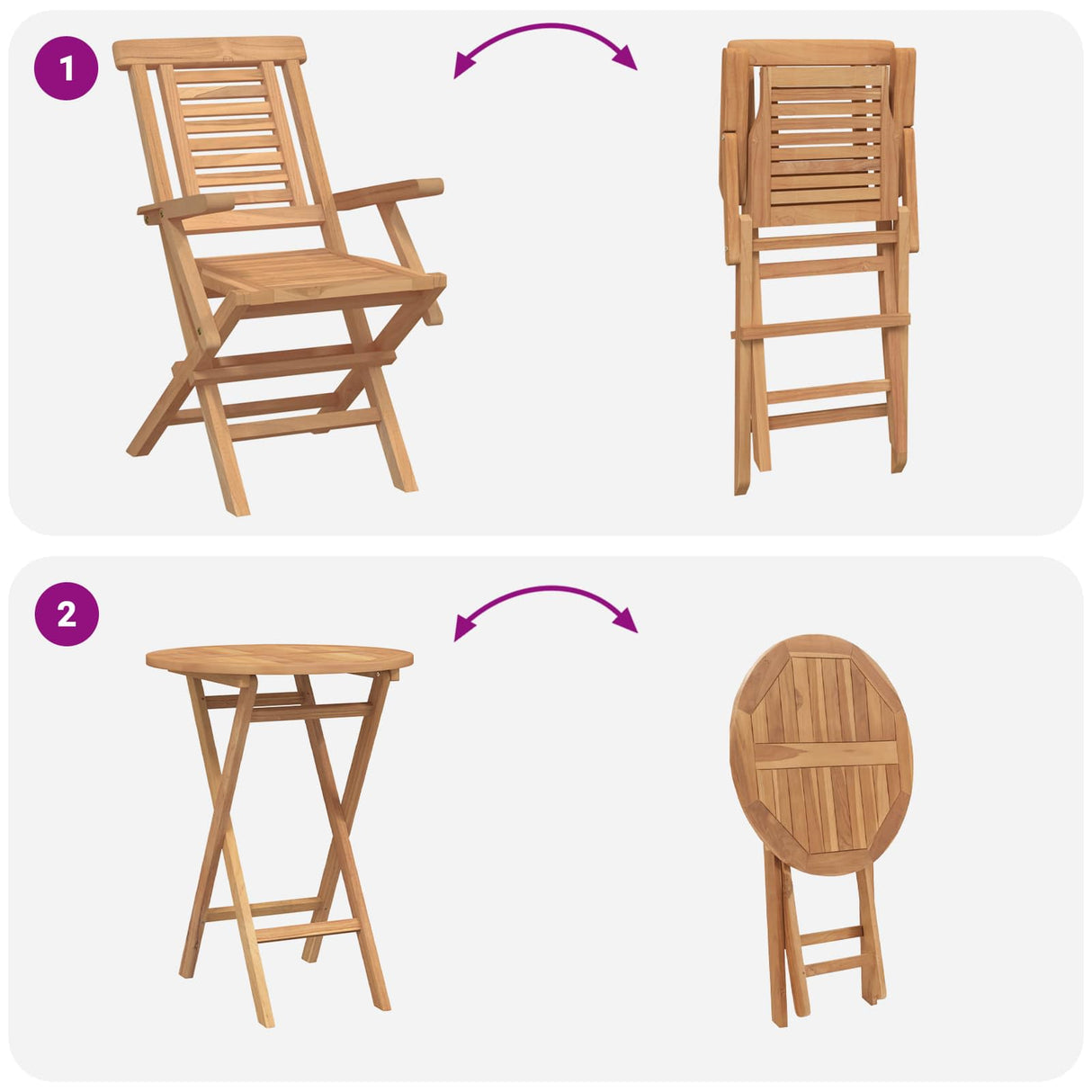 vidaXL 3-Piece Garden Dining Set Brown Solid Teak Wood