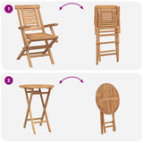 vidaXL 3-Piece Garden Dining Set Brown Solid Teak Wood
